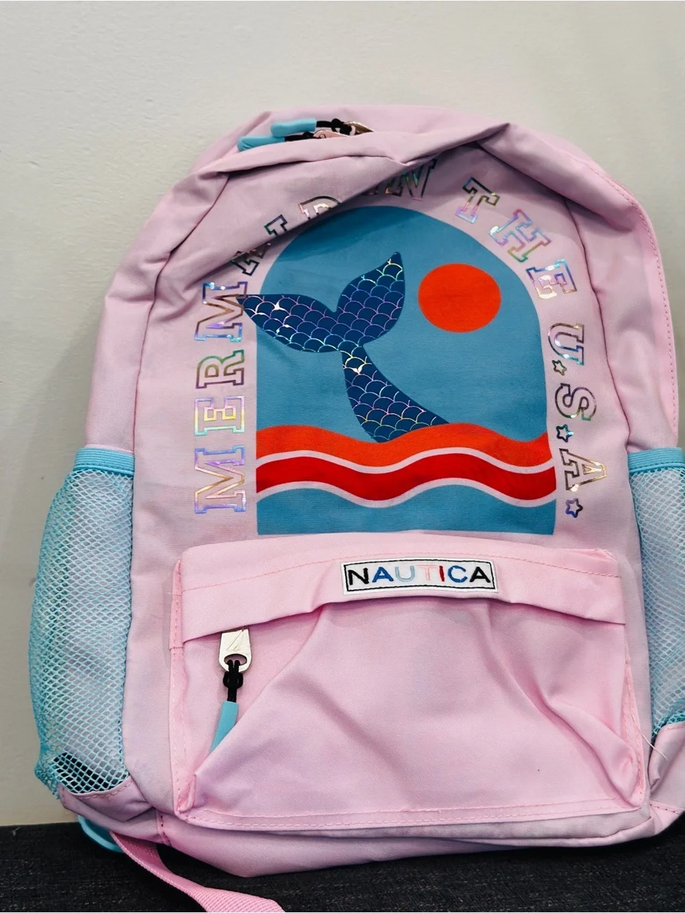 Nautica Kids Pink Mermaid Graphic Backpack with Teal Accents